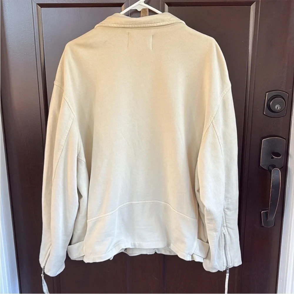 EUC Free People Rebel Moto Jacket Vanilla Cream Size Large Retail $198.00